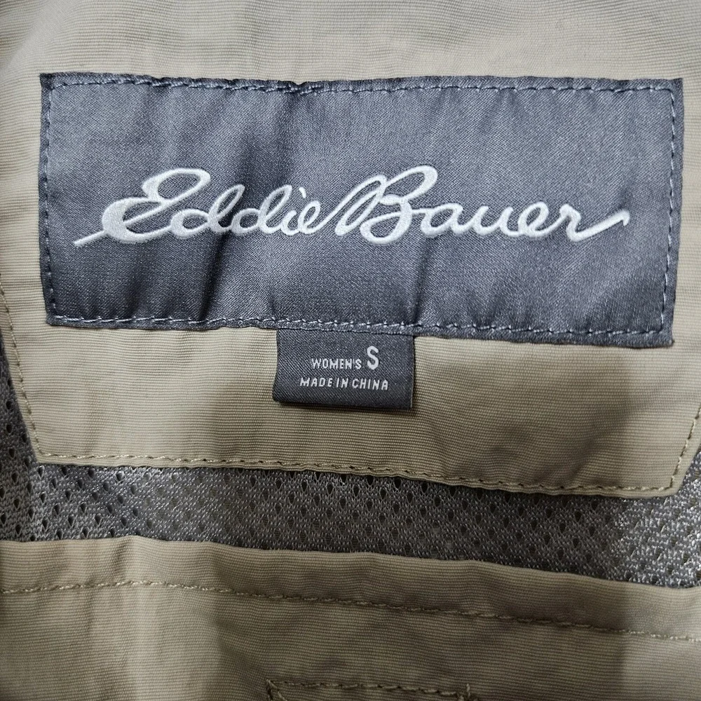 Eddie Bauer Vest Womens‎ S Khaki Utility Hiking Trail Gorpcore Nylon Mesh Lined